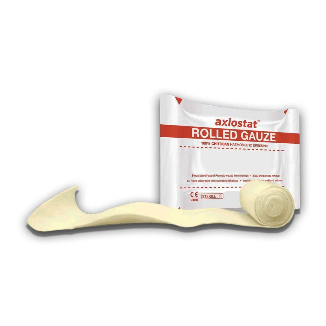 Pansement compressif hémostatique Axiostat L100 100 % chitosan bande 7,6 × 100 cm