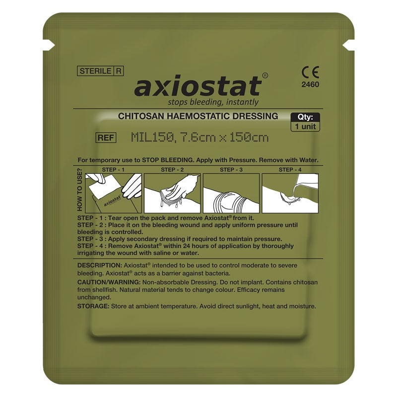 Pansement hémostatique Axiostat Z-Fold 100 % chitosane bio-adhésif conservation 5 ans