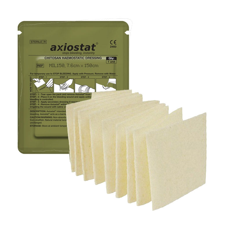 Pansement compressif hémostatique Axiostat L1010 100 % chitosan compresse 10 × 10 cm