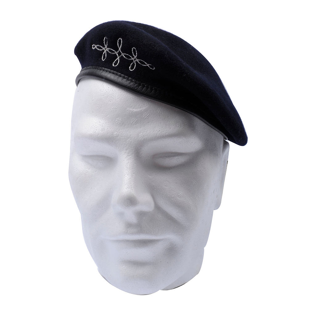 Béret bleu marine hongroise Le Centurion 100% laine mérinos, bord cuir et doublure