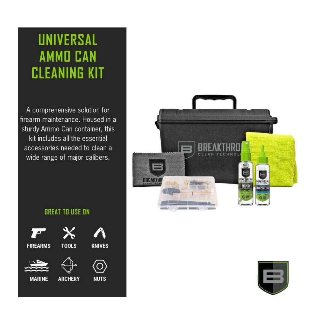 Kit de nettoyage universel Breakthrough en caisse à munitions douze calibres