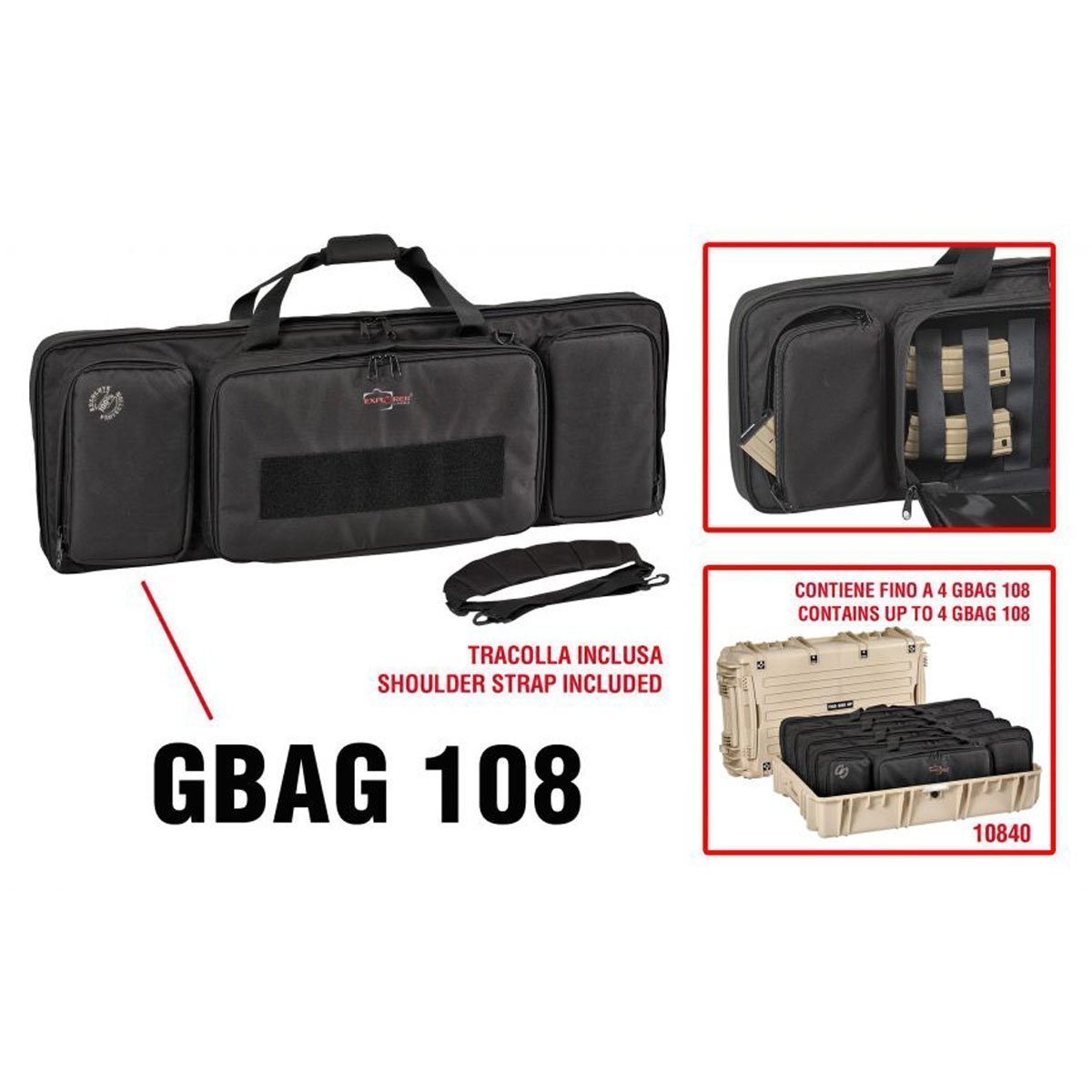 Housse pour arme Explorer Cases Gun Bag 44 matelassée 445 x 345 x 90 mm tissu 600D
