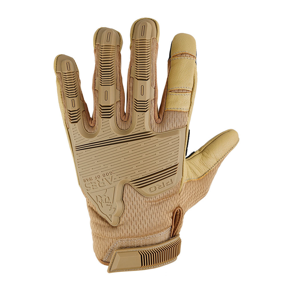 Gants coqués Ares Tactique Pro paume cuir dos maille et renfort de gomme épaisse