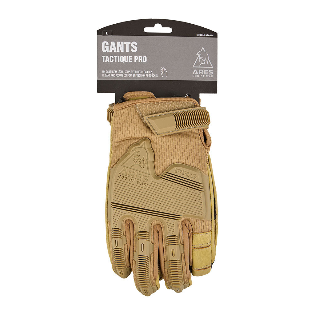 Gants coqués Ares Tactique Pro paume cuir dos maille et renfort de gomme épaisse