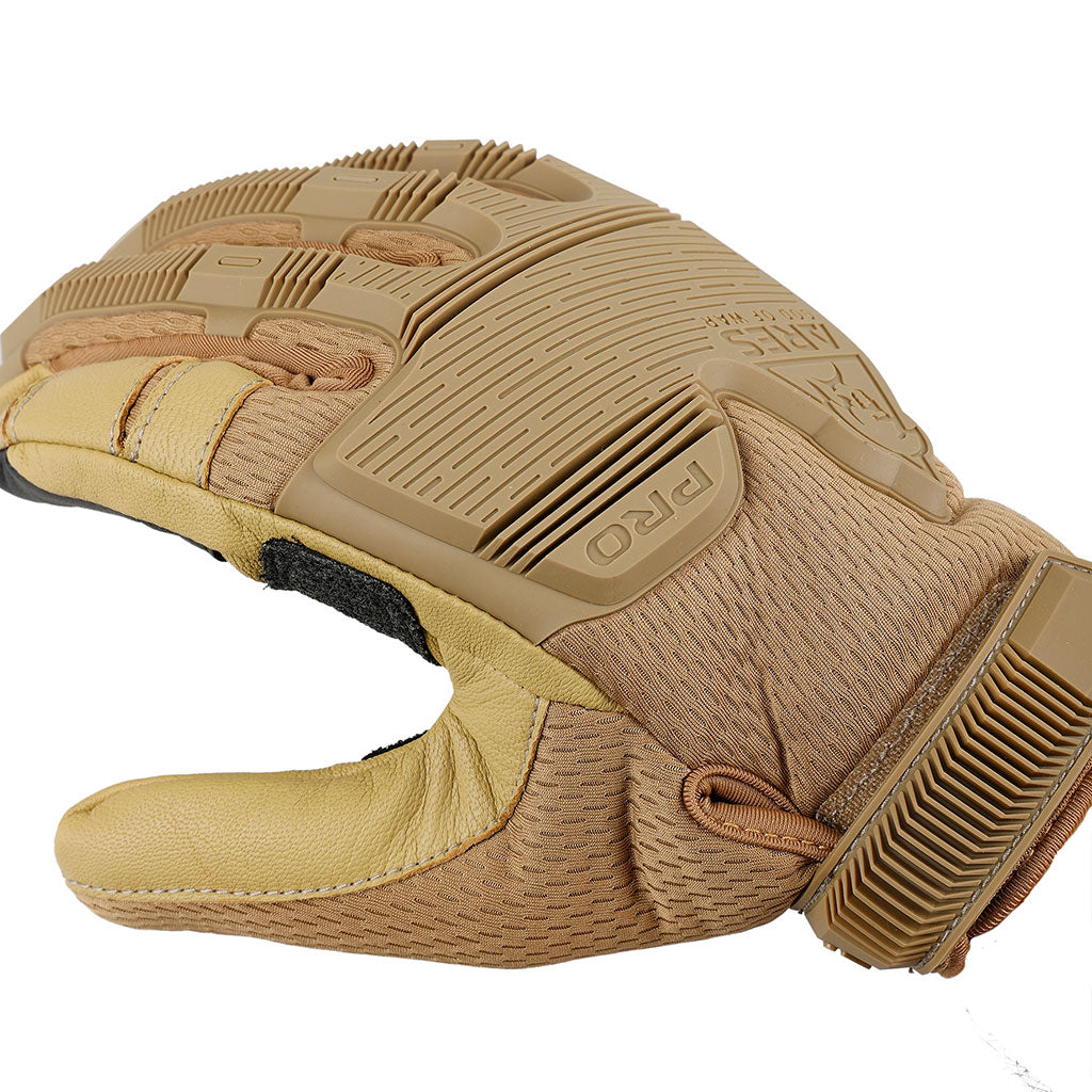 Gants coqués Ares Tactique Pro paume cuir dos maille et renfort de gomme épaisse