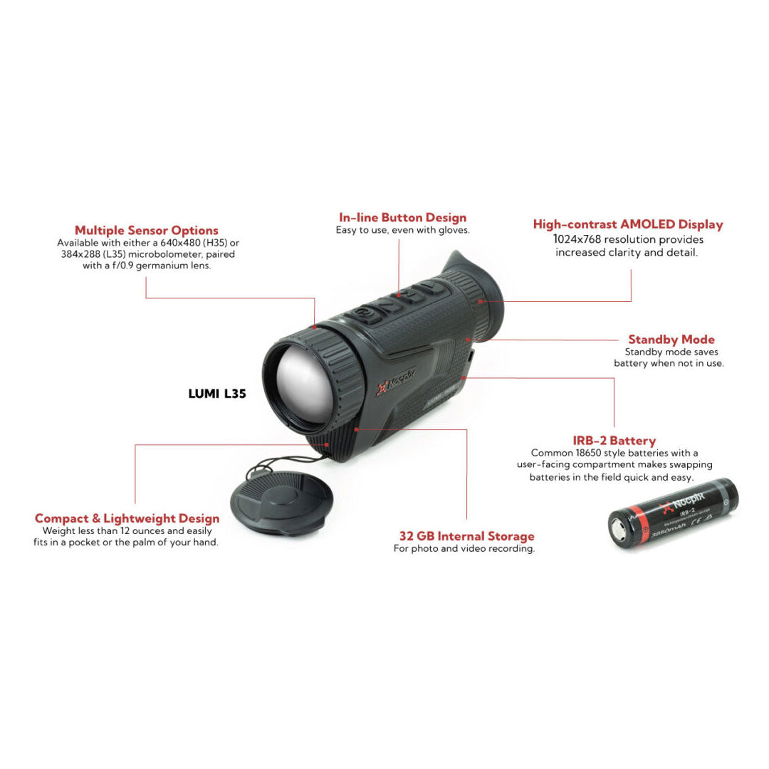 Monoculaire thermique Nocpix LUMI L35 capteur 384 × 288 px objectif 35 mm germanium F0.9