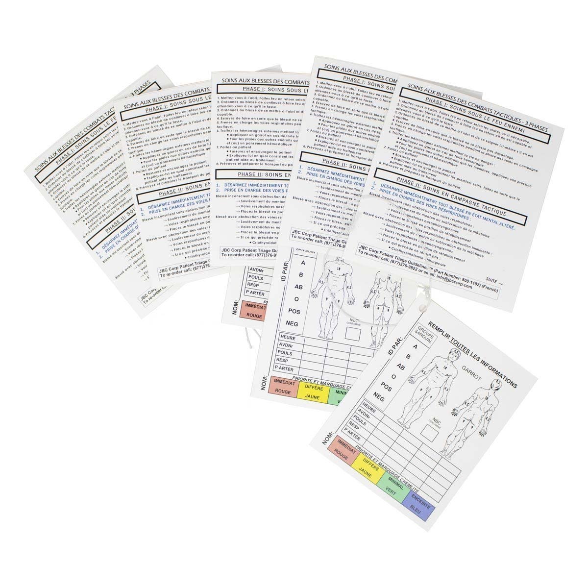 Lot de triage TCCC JBC Corporation 10 documents étanches et 5 marqueurs chirurgicaux