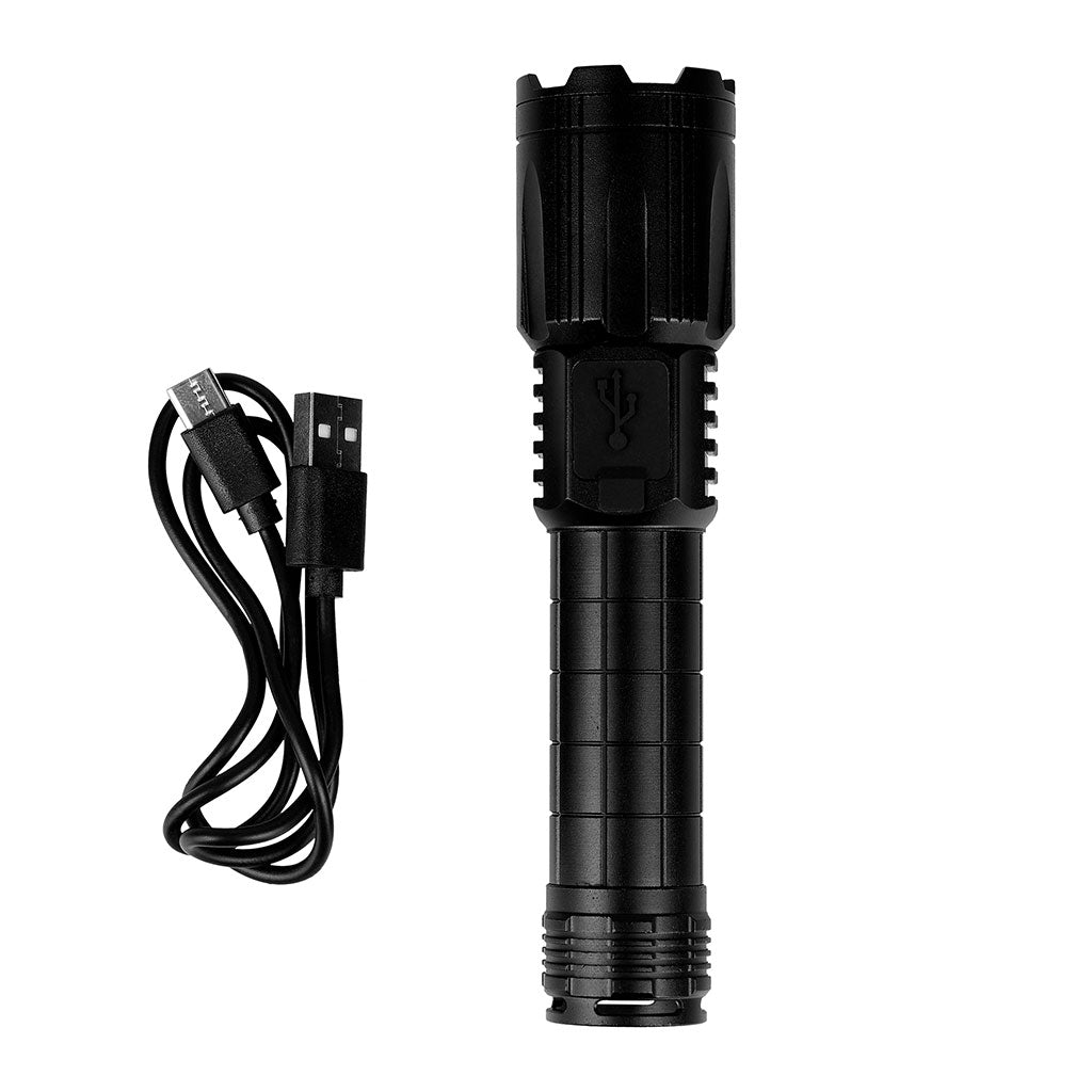 Lampe torche tactique Ares en aluminium 1800 lumens rechargeable avec batterie externe