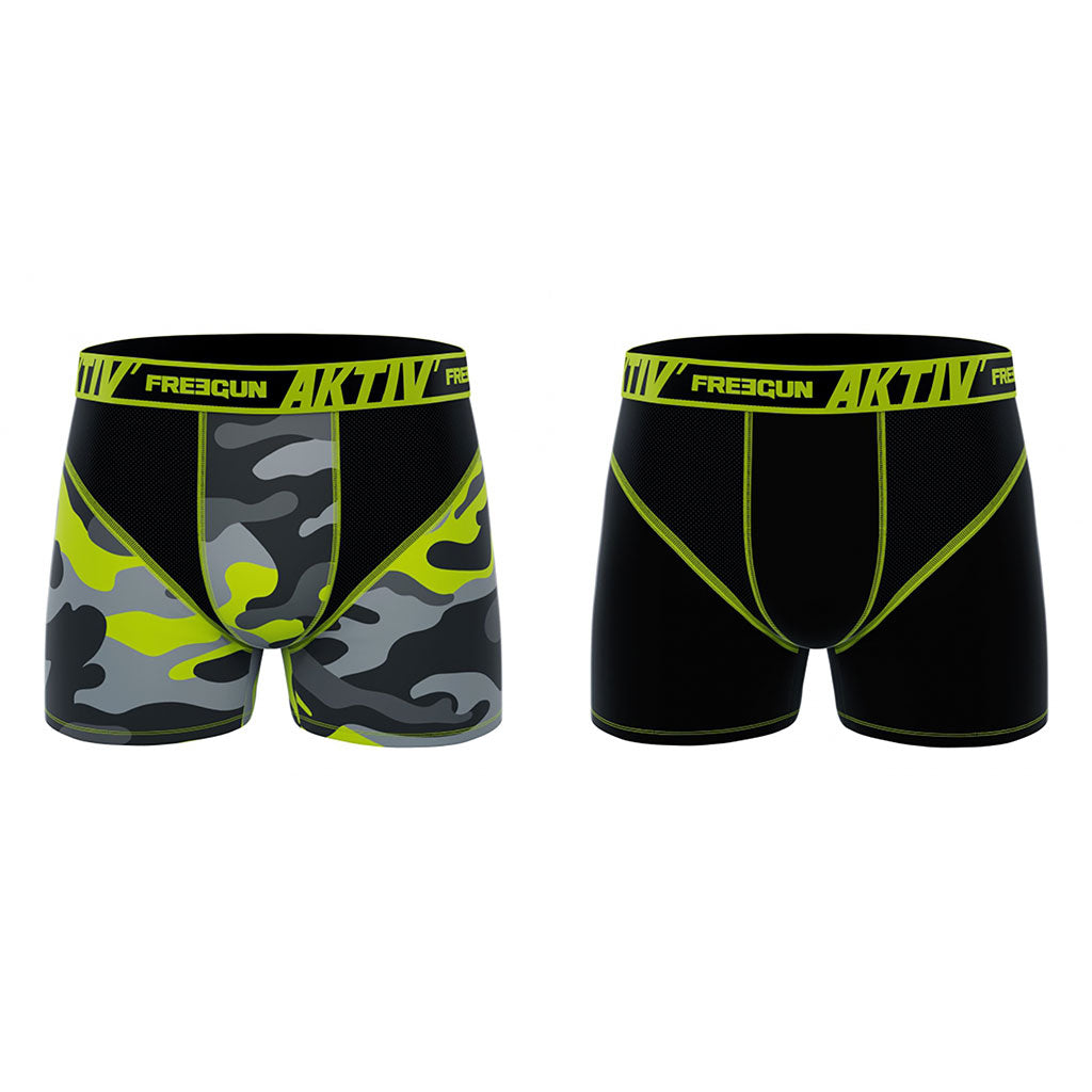 Lot de 2 boxers Ares en microfibre extensible à séchage rapide doublure coton