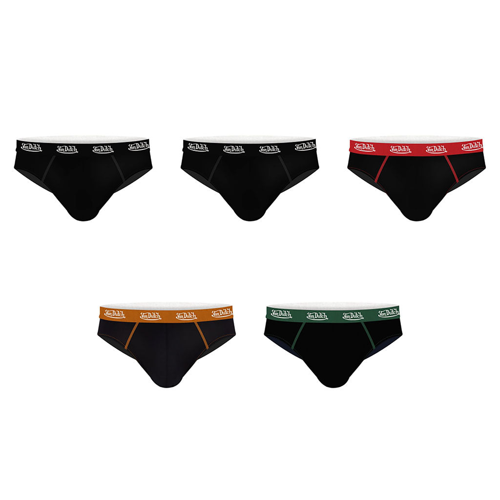 Lot de 5 slips homme Ares en coton extensible 95% coton ceinture élastique large