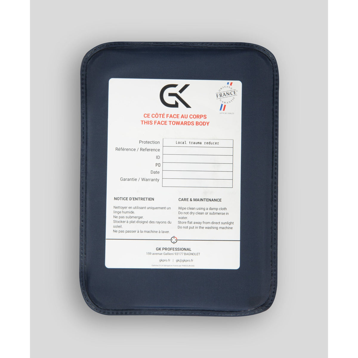 Plaque anti-trauma GK Professional 16 x 22 cm 115 g pour gilet pare-balles discret