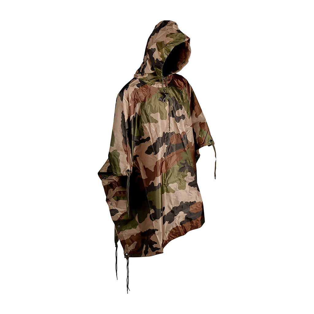 Poncho militaire Ares en nylon ripstop enduit polyuréthane à coutures thermosoudées