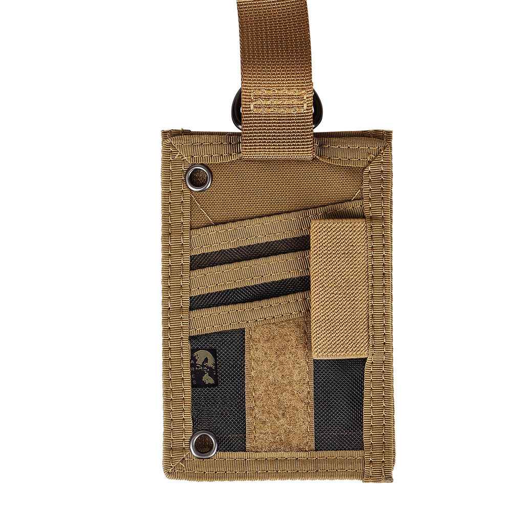 Porte-badge Ares en nylon 1000D à trois compartiments et lanière tour de cou détachable