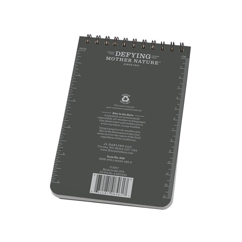 Carnet Rite In The Rain à spirale supérieure 10 × 15 cm 100 pages couverture Polydura