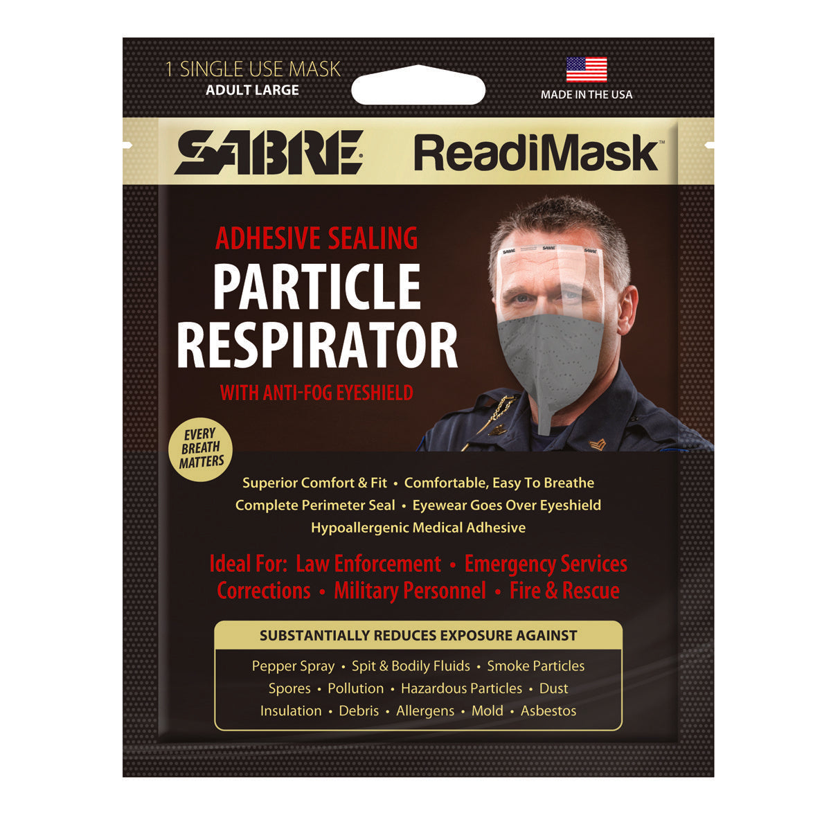 Masque de secours Sabre ReadiMask à usage unique ultra compact traité anti-buée