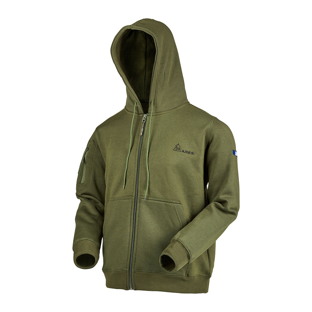 Sweat à capuche Ares polycoton 350 g/m² brodé FRENCH ARMY poche à glissière