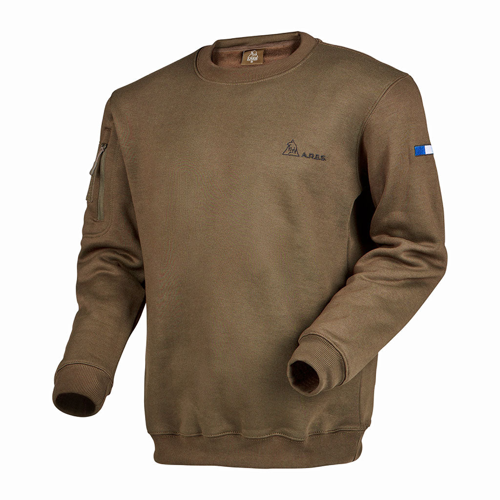 Sweat-shirt Ares col rond polycoton 350 g/m² brodé FRENCH ARMY au dos