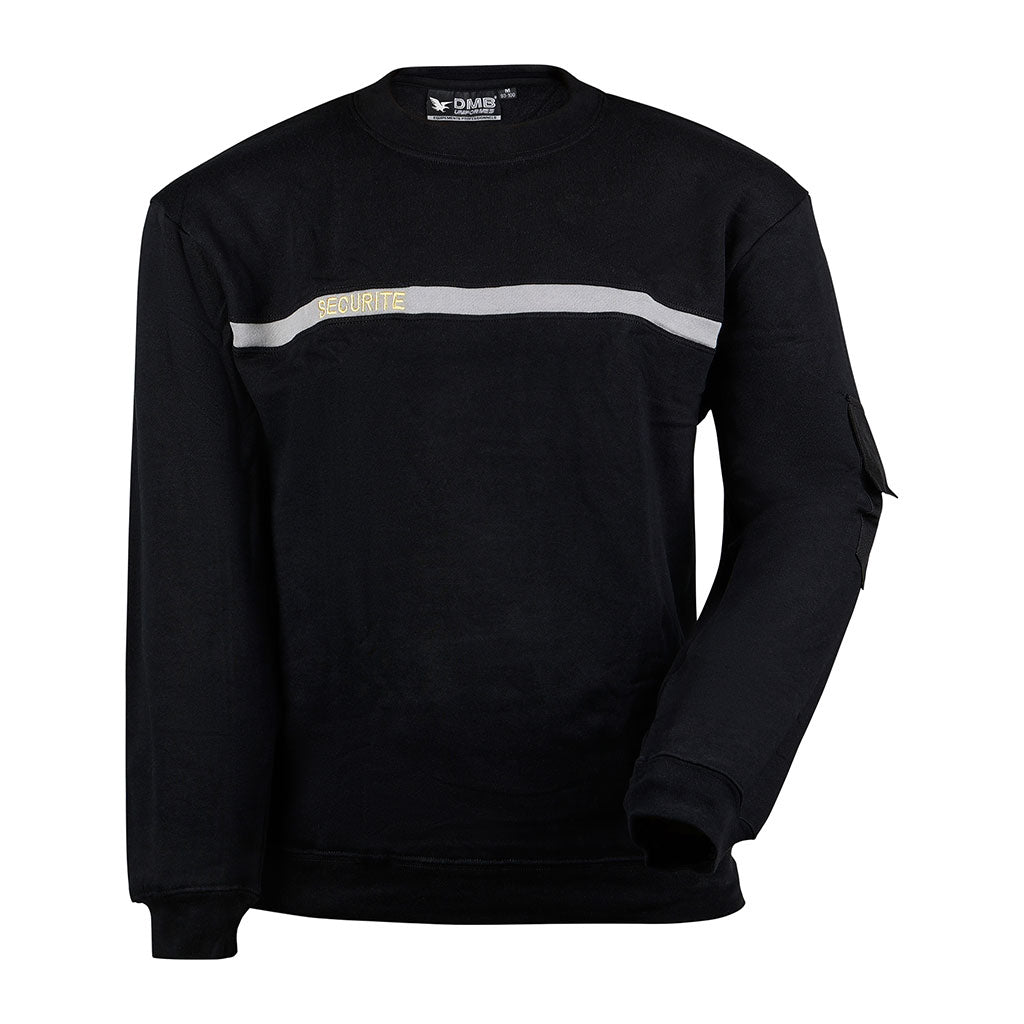 Sweat-shirt Ares col rond sérigraphié SECURITE en une couleur face et dos