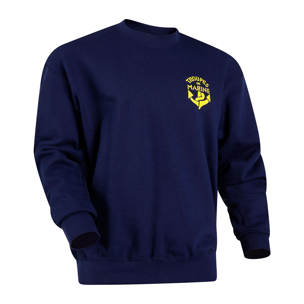 Sweat-shirt Ares Troupes de marine logo TDM floqué col rond marquage de tradition