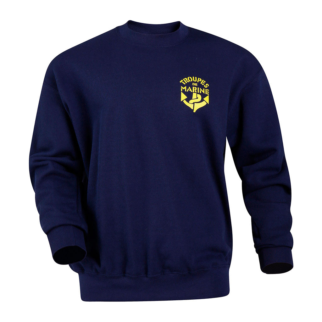 Sweat-shirt Ares Troupes de marine logo TDM floqué col rond marquage de tradition