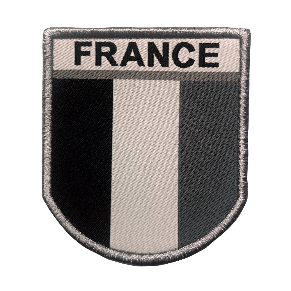 Ecusson A10 Equipment France brodé à fixation auto-agrippante, quatre finitions au sélecteur