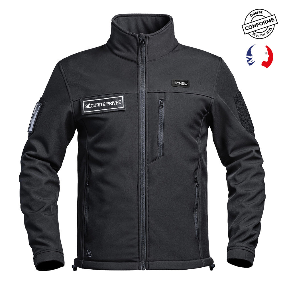 Veste softshell A10 Equipment SÉCU-ONE flap Sécurité Privée membrane X-PERF 3000/3000 mm
