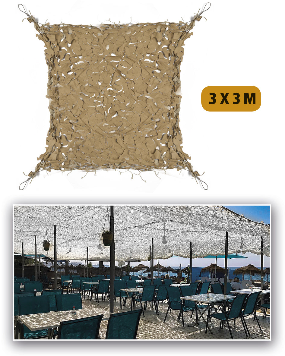 Filet d'ombrage Mil-Tec Broadleaf Shadow Sail 3 x 3 m polyester ripstop anti-UV réversible