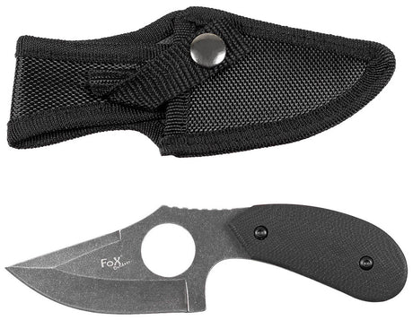 Couteau à lame fixe Fox Outdoor à trou de doigt lame 8,5 cm manche G10 démontable