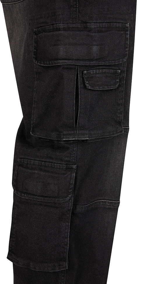 Pantalon cargo Brandit Denim coton-polyester huit poches rapportées et bas à cordon
