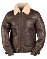 Blouson aviateur type A4 Mil-Tec en peau lainee d'agneau avec quatre poches a rabat