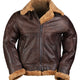 Blouson Mil-Tec type US B46 en peau lainée d'agneau avec serrages en cuir réglables
