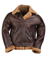 Blouson Mil-Tec type US B46 en peau lainée d'agneau avec serrages en cuir réglables