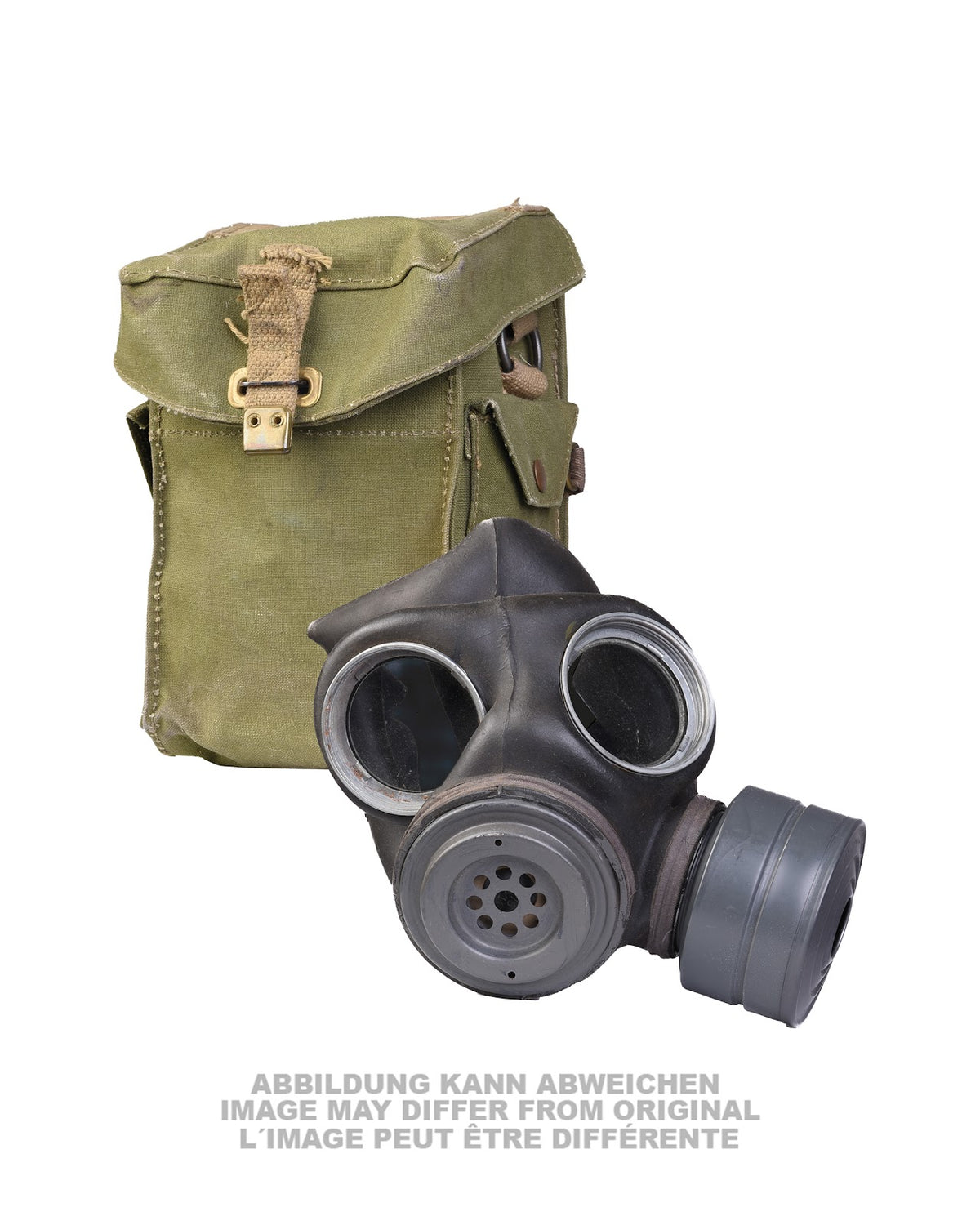 Masque type britannique M44 avec cartouche et sac de transport, pièce d'occasion