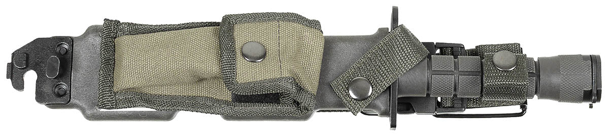 Baïonnette M9 MFH lame 18 cm dos scie avec fourreau cisaille et pochette amovible