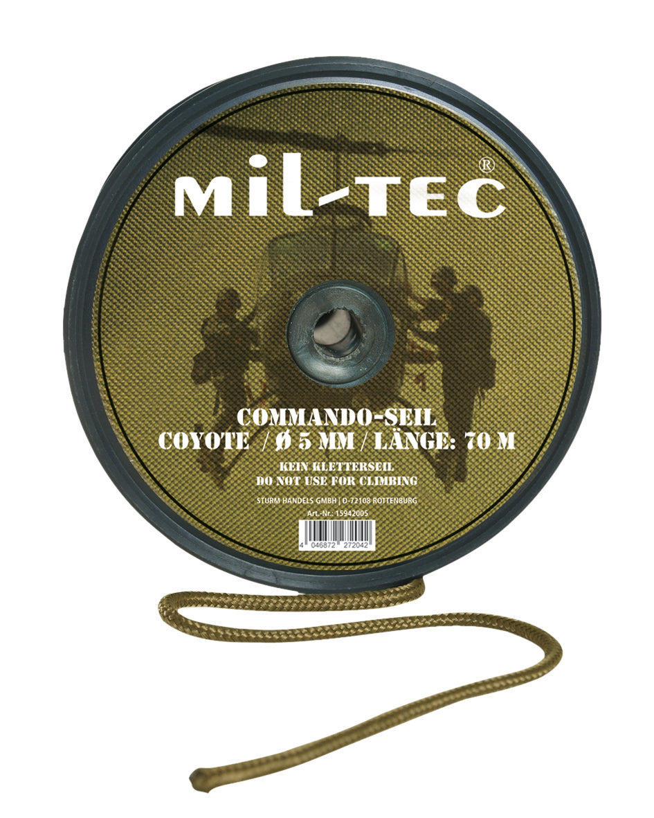 Corde Commando Mil-Tec en nylon 7 mm touret de 50 m charge annoncée 300 kg