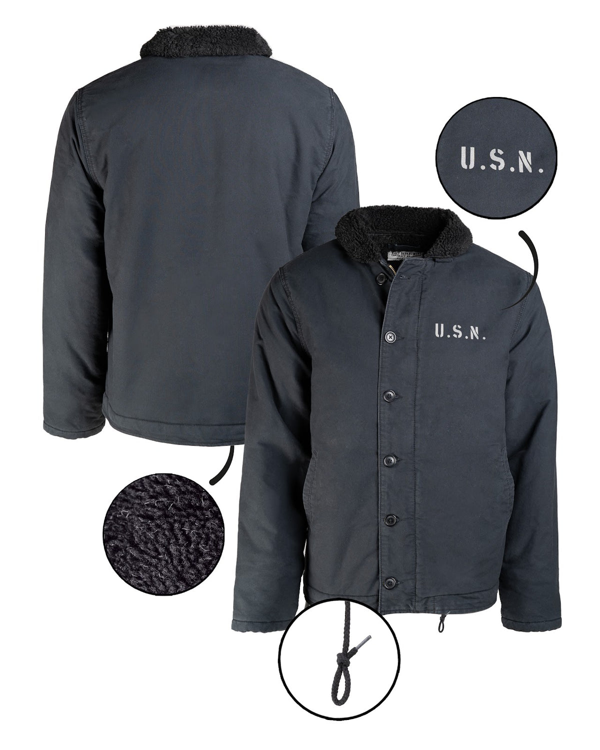 Blouson type US Navy N-1 Mil-Tec en coton avec doublure peluche et glissière métallique