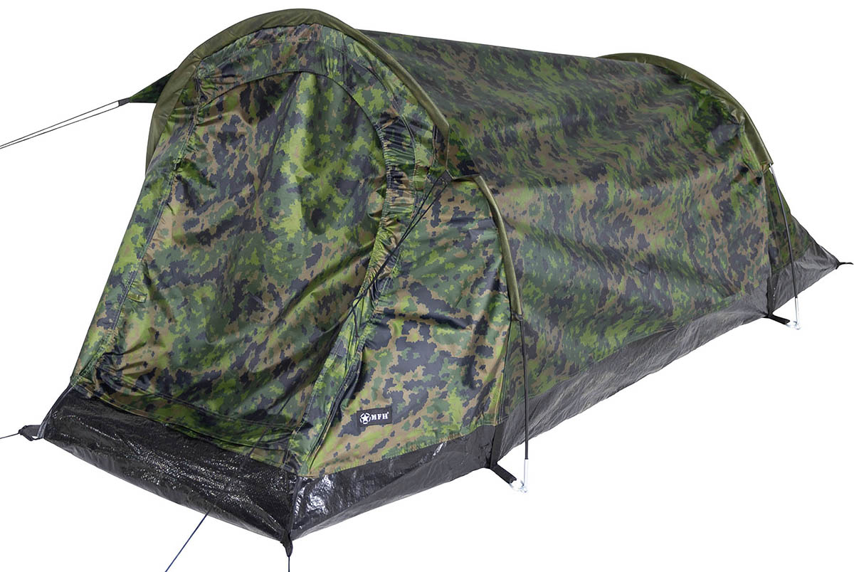 Tente tunnel MFH Schwarzenberg 1 place arceaux fibre de verre 6 mm 210 x 90 cm