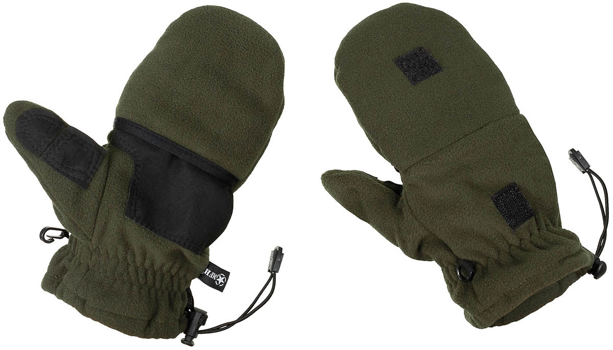 Gants mitaines polaires MFH à capuchon rabattable et cordon de serrage au poignet