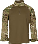 Chemise de combat UBAS britannique Ubac Armour tout polyester en maille Coolmax port à droite, motif MTP, surplus d'occasion, lot de 10