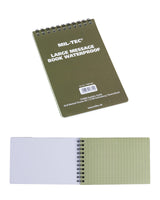 Bloc de messages en papier étanche Mil-Tec 100 x 150 mm 48 feuilles couchées pour croquis