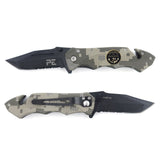 Couteau pliant OPEX Survival Troupes de Marine lame acier 440 de 8,5 cm avec étui