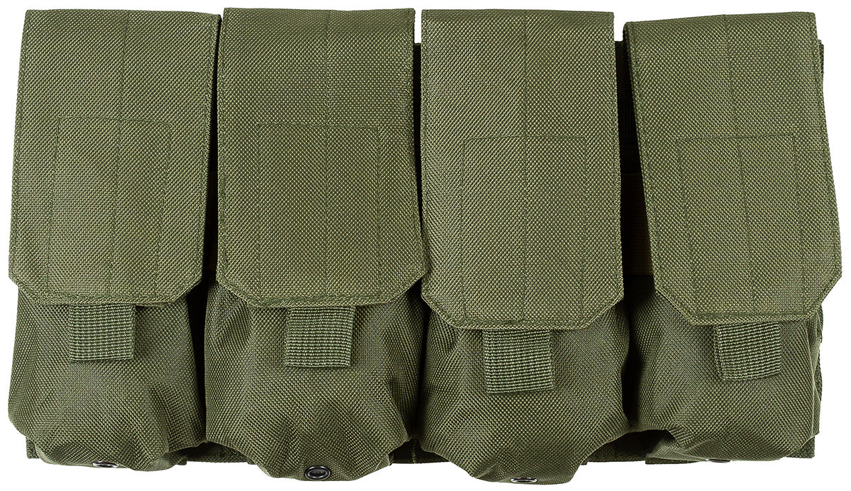 Porte-chargeur quadruple MOLLE MFH en polyester 32,5 × 17 × 5 cm à rabats réglables