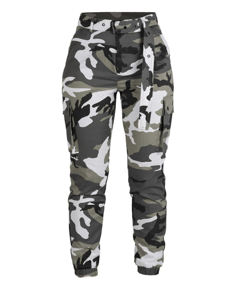 Pantalon cargo femme Mil-Tec en polyester-coton à taille haute et ceinture amovible