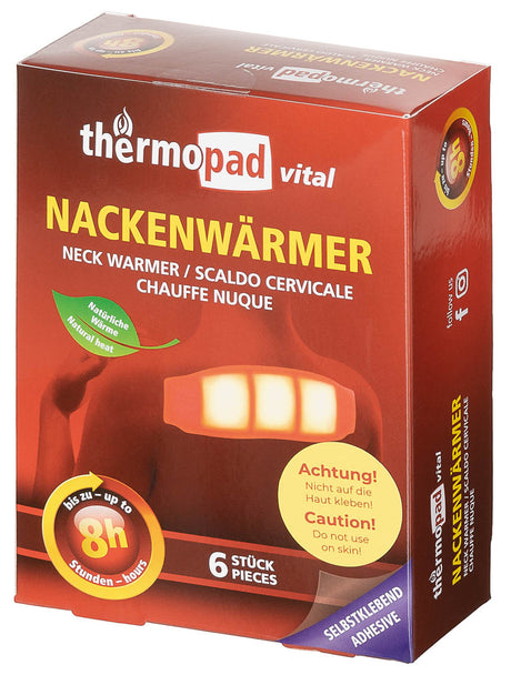 Chaufferette jetable MFH Thermopad pour la nuque lot de 6 adhésive 8 h 12 x 8 cm