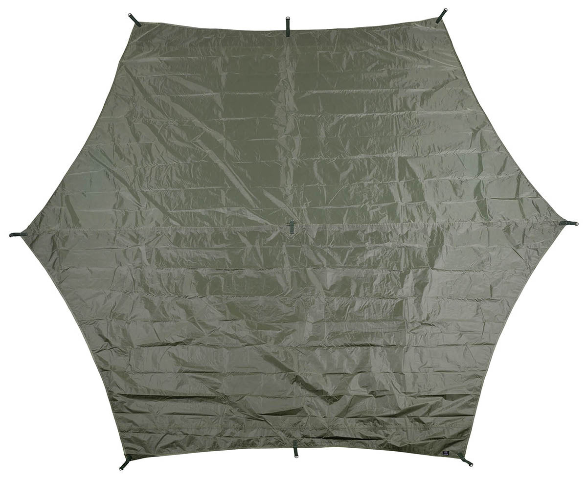 Bâche MFH Hexagon-Tarp 340 x 310 cm colonne d'eau 3000 mm avec 8 piquets