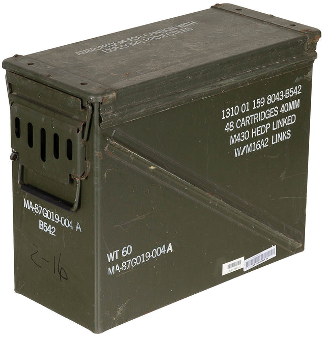 Caisse à munitions de 46 x 21,5 x 36,5 cm, surplus d'occasion pour le transport et le rangement