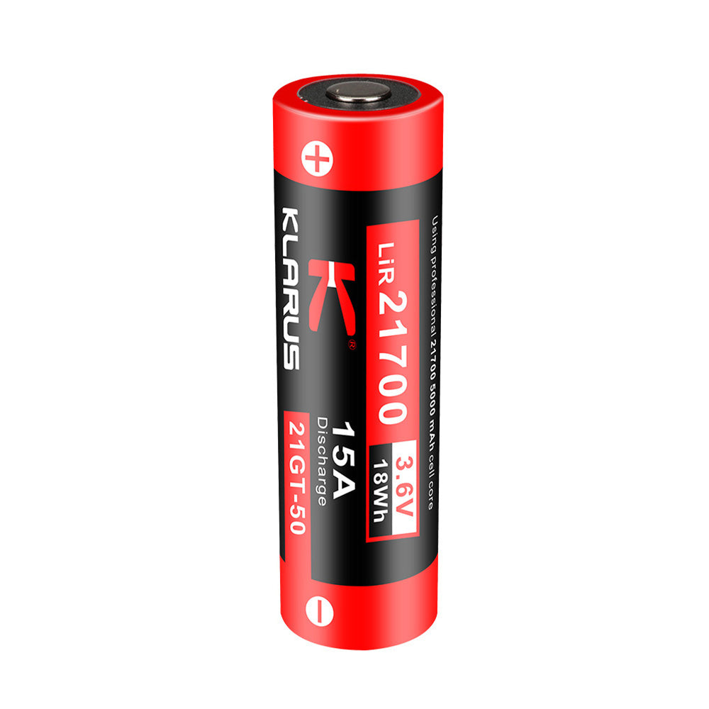 Pile Klarus 21700 5000 mAh lithium-ion 3,6 V rechargeable pour lampes haute puissance