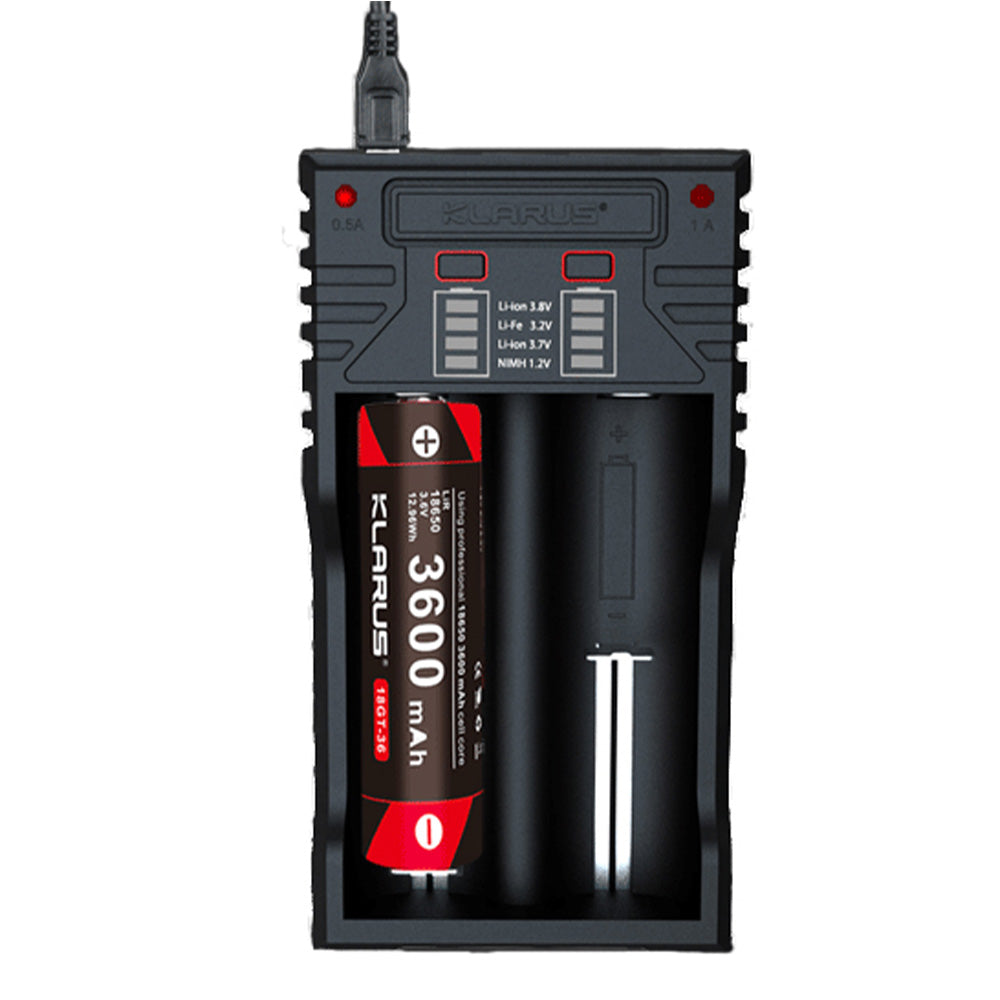 Pile Klarus Chargeur double K2 deux baies pour accumulateurs 18650, 16340 et 14500