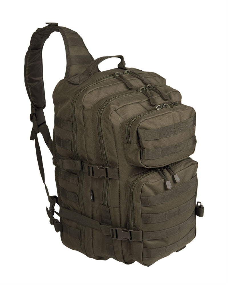 Sac à dos d'assaut mono-bretelle Mil-Tec 25 litres polyester enduit polyuréthane avec poignée paracord et mousqueton ABS