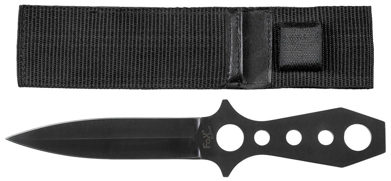 Couteau de lancer Fox Outdoor à double tranchant lame 12,6 cm étui en nylon